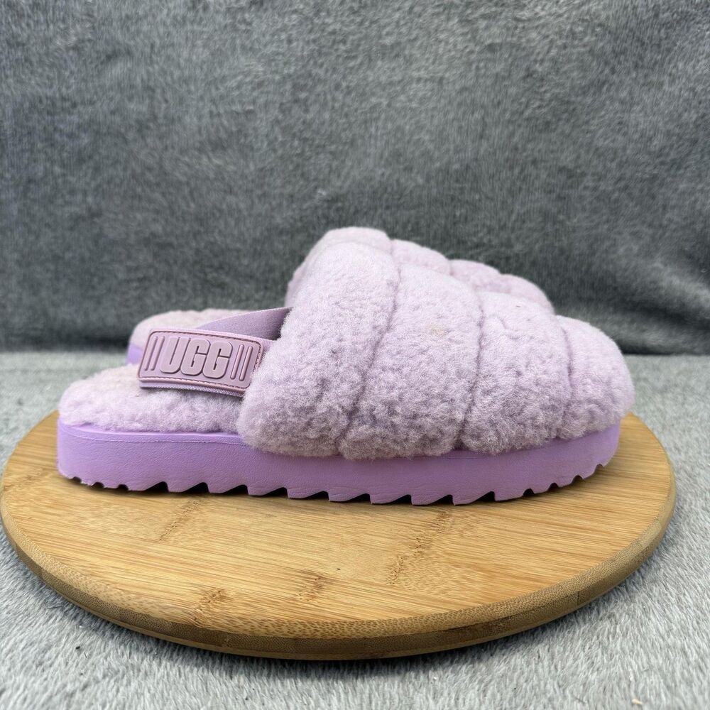 UGG Shoes Womens Size 8 Purple Shearling Slingback Platform Slippers Indoor
